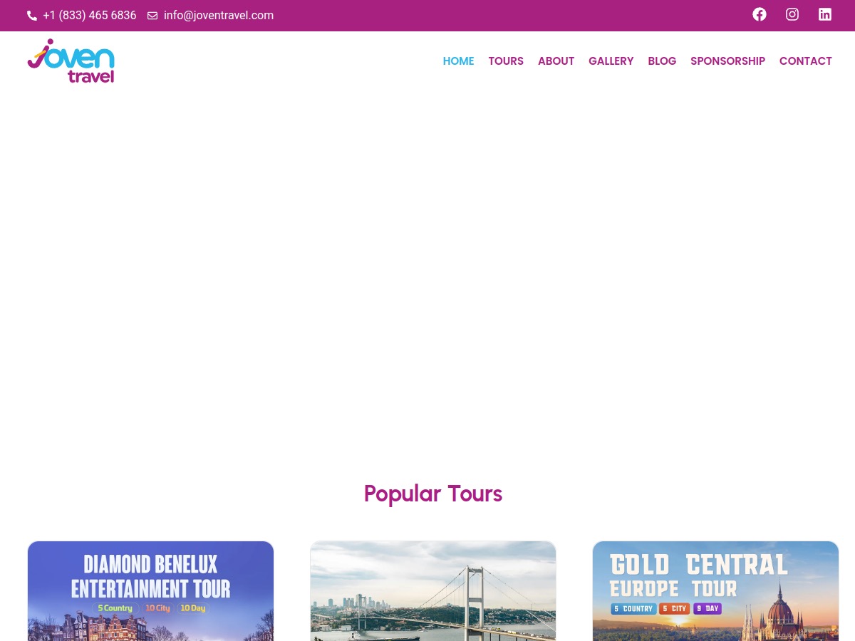 Joven Travel web sitesi önizleme